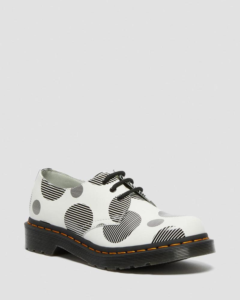 Dr Martens 1461 Polka Dot Smooth Leren Oxford Schoenen Dames Wit | NL 428QMA